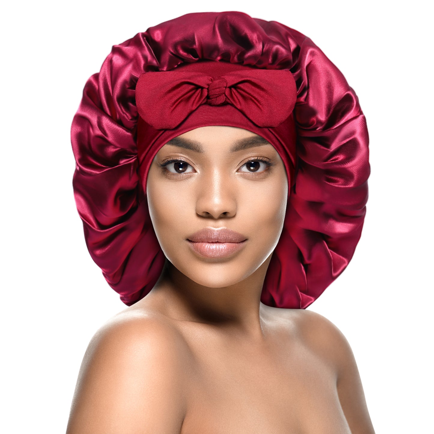 4Pcs Large Satin Bonnet,Silk Bonnet with Wide Elastic Band,Hair Bonnet for  Curly Hair,Big Sleep Cap for Women Hair Care (Black+Red+Leopard+Blue Flower)