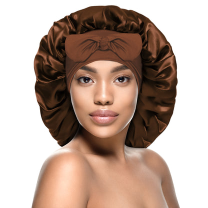 Kenllas Satin Silk Bonnet for Women - Large Sleep Cap with Tie Band for Curly Dreadlock Braid Hair Care