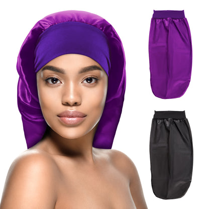 Kenllas Long Sleep Cap for Women - Purple & Black