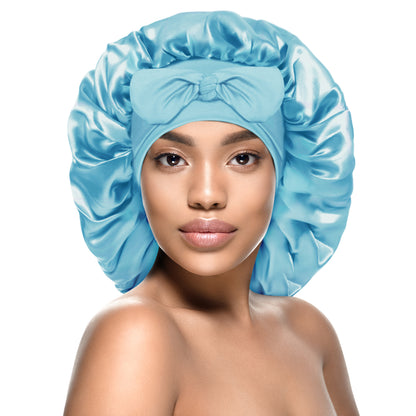 Kenllas Satin Silk Bonnet for Women - Large Sleep Cap with Tie Band for Curly Dreadlock Braid Hair Care