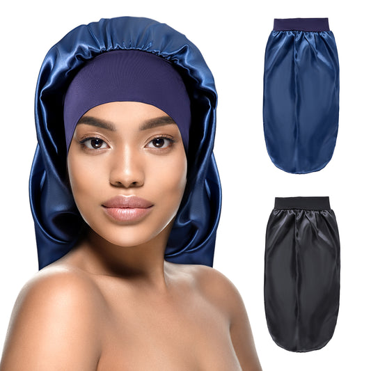 Kenllas Long Sleep Cap for Women - Blue & Black