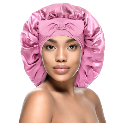 Kenllas Satin Silk Bonnet for Women - Large Sleep Cap with Tie Band for Curly Dreadlock Braid Hair Care