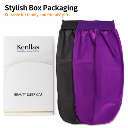 Kenllas Long Sleep Cap for Women - Purple & Black