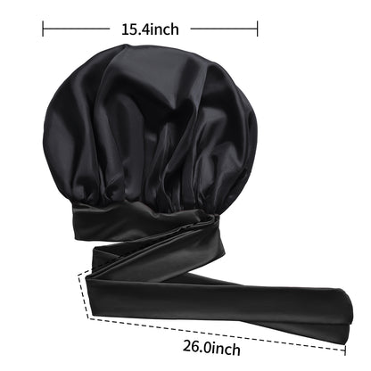 Kenllas Satin Silk Bonnet for Women - Large Sleep Cap with Tie Band for Curly Dreadlock Braid Hair Care