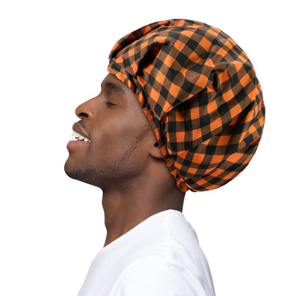 Kenllas Large Waterproof Shower Cap for Men -Orange