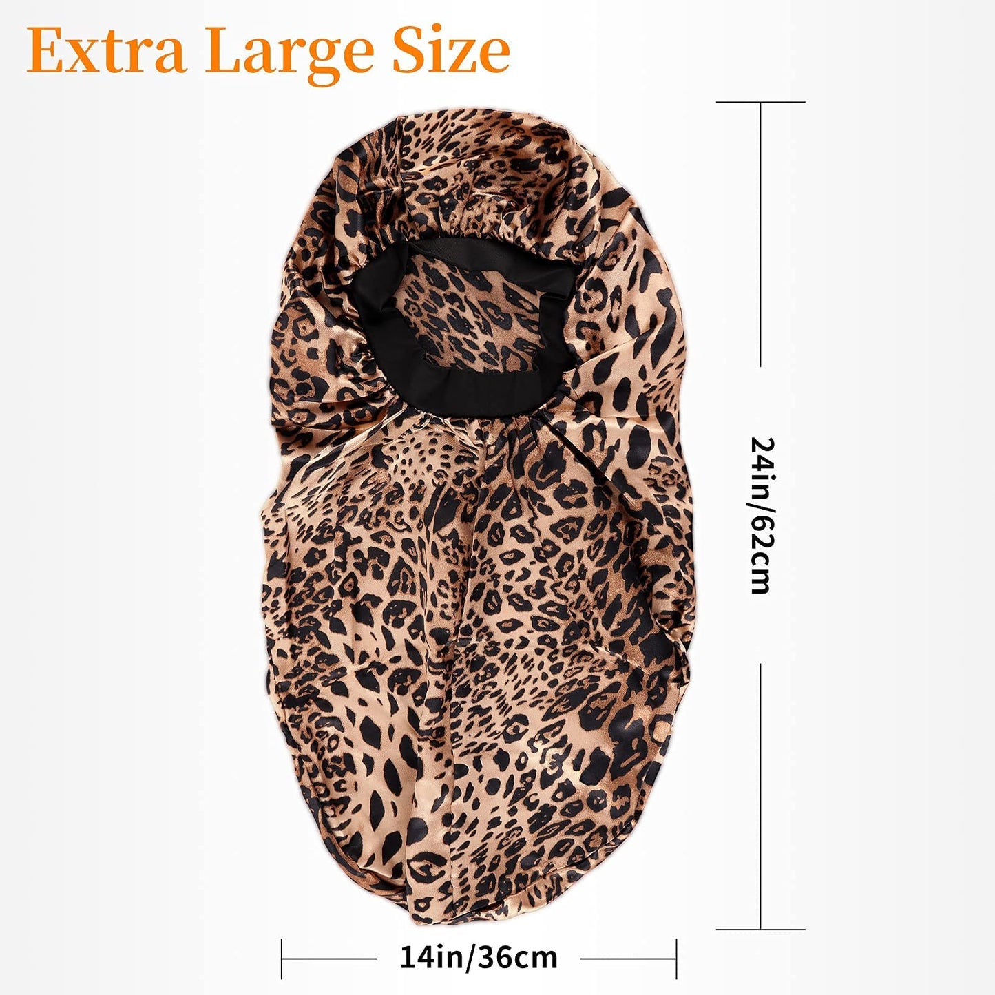 Kenllas Long Sleep Cap for Women - Black&Leopard