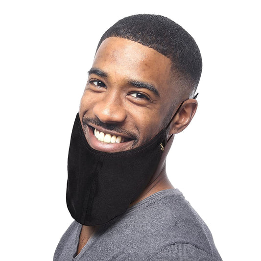 Kenllas 100% Mulberry-silk Beard Bandana - Large Adjustable Beard Bonnet for Men-Heavy Black